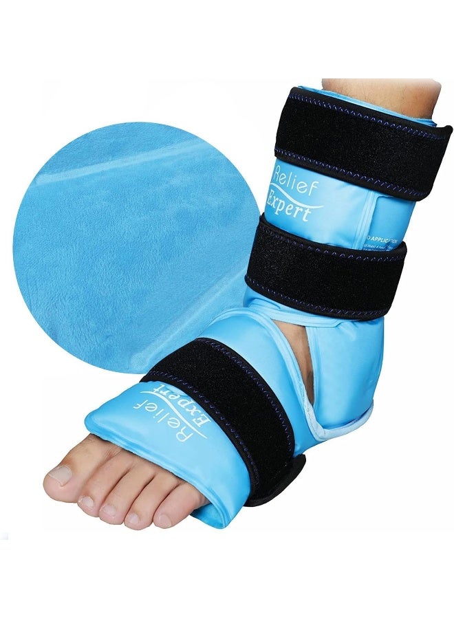 Relief Expert Ankle Foot Ice Pack Wrap, Reusable Gel Cold Pack with Cold Compress Therapy for Achilles Tendon, Heel Ice Pack for Soothing and Recovery - Blue - Image 1